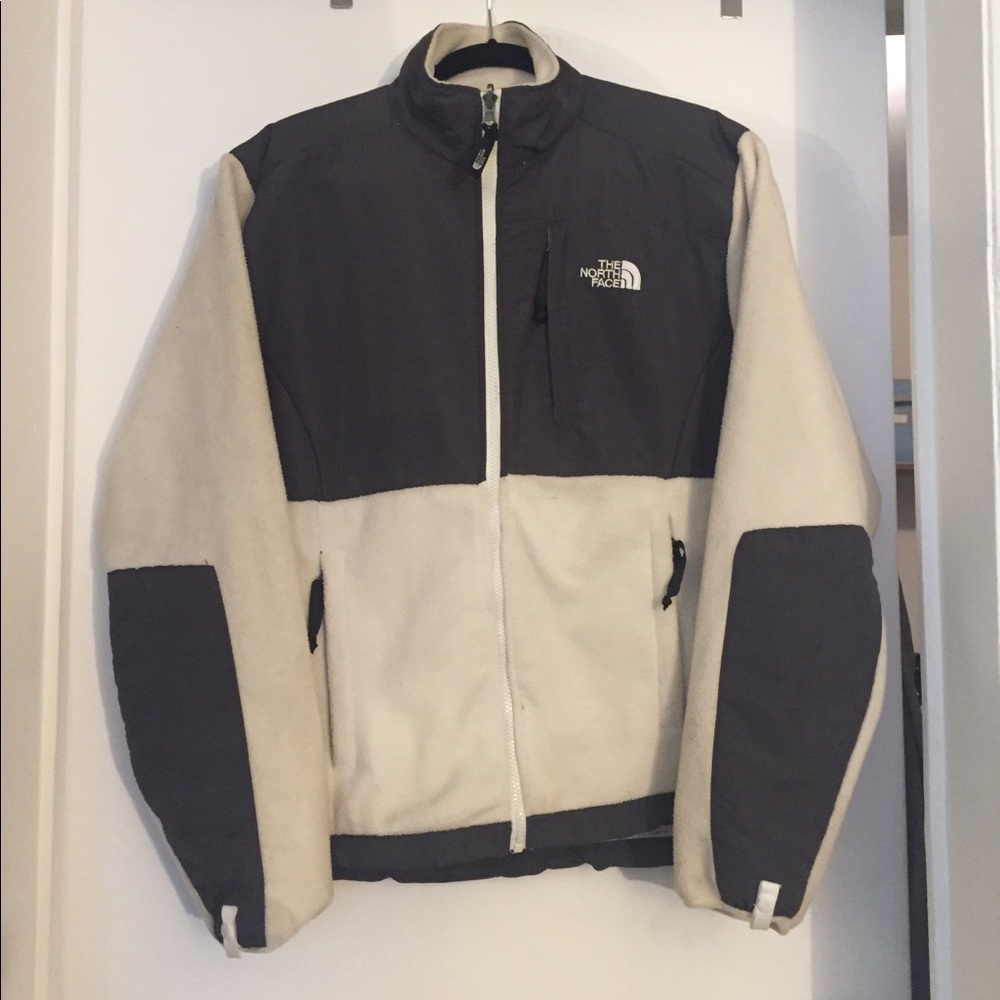 North Face cream and dark gray fleece